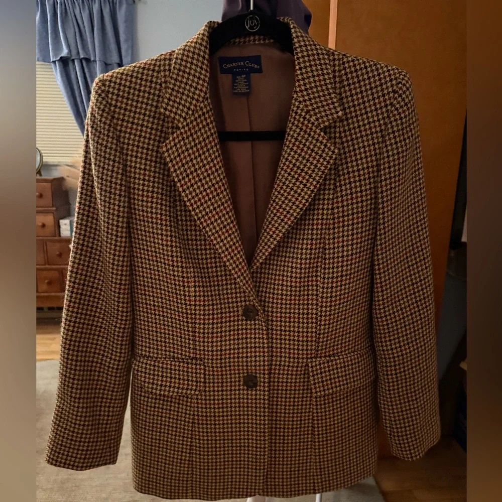 Vintage Charter Club Women's Plaid Houndstooth Blazer Size 8 EUC - Picture 2 of 6